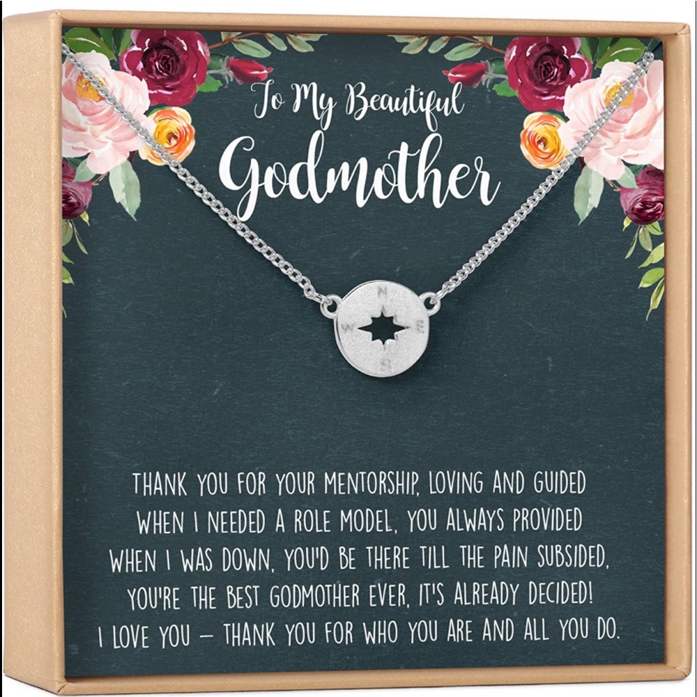 Dear Ava Godmother Necklace - Heartfelt Card & Jewelry Silver